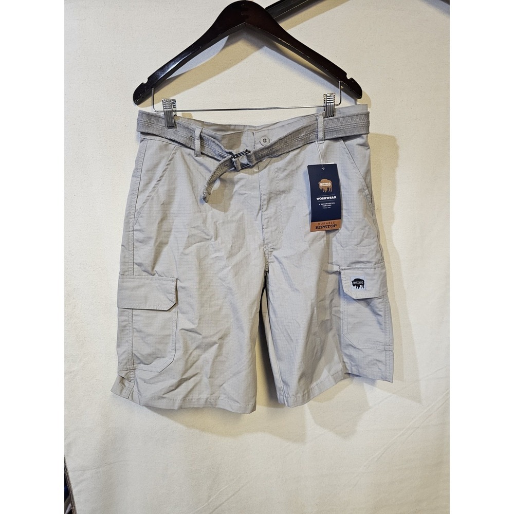 Buffalo Cargo Shorts Men Grey Pockets, Size 32 NWT